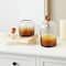 Glass Geometric Faceted Ombre Decorative Jars with Diamond Knobs, 2ct.